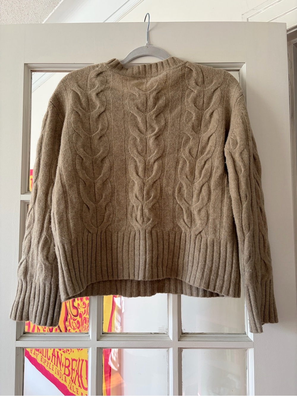 Banana Republic Cable Knit wool Crewneck Sweaters - Tan & Cream - Picture 3 of 14